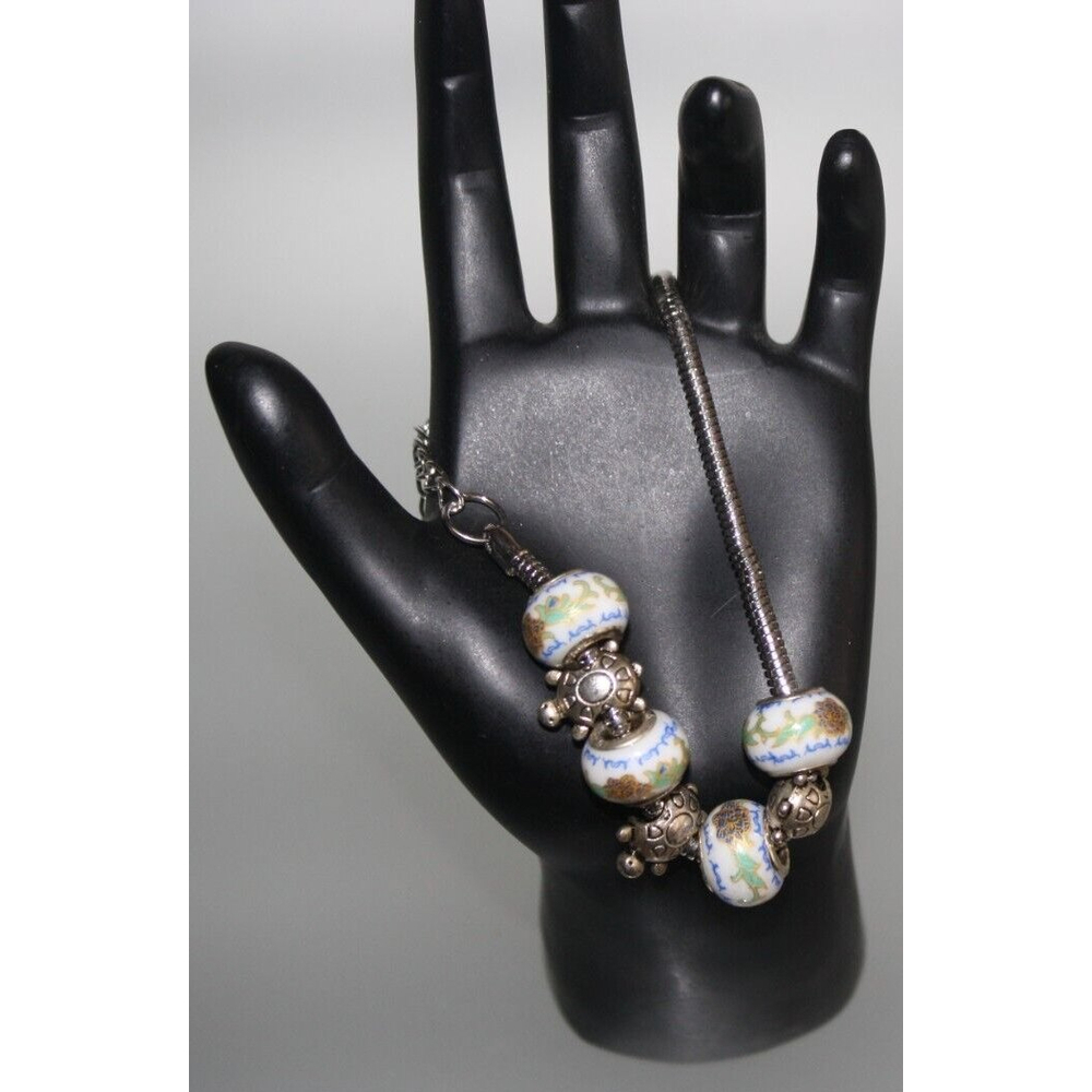 3/$15 White Printed Beads & Turtles Bracelet Boho Women's Fashion Jewelry